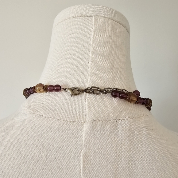 Elegant Purple and Gold Beaded Necklace - Picture 3 of 3